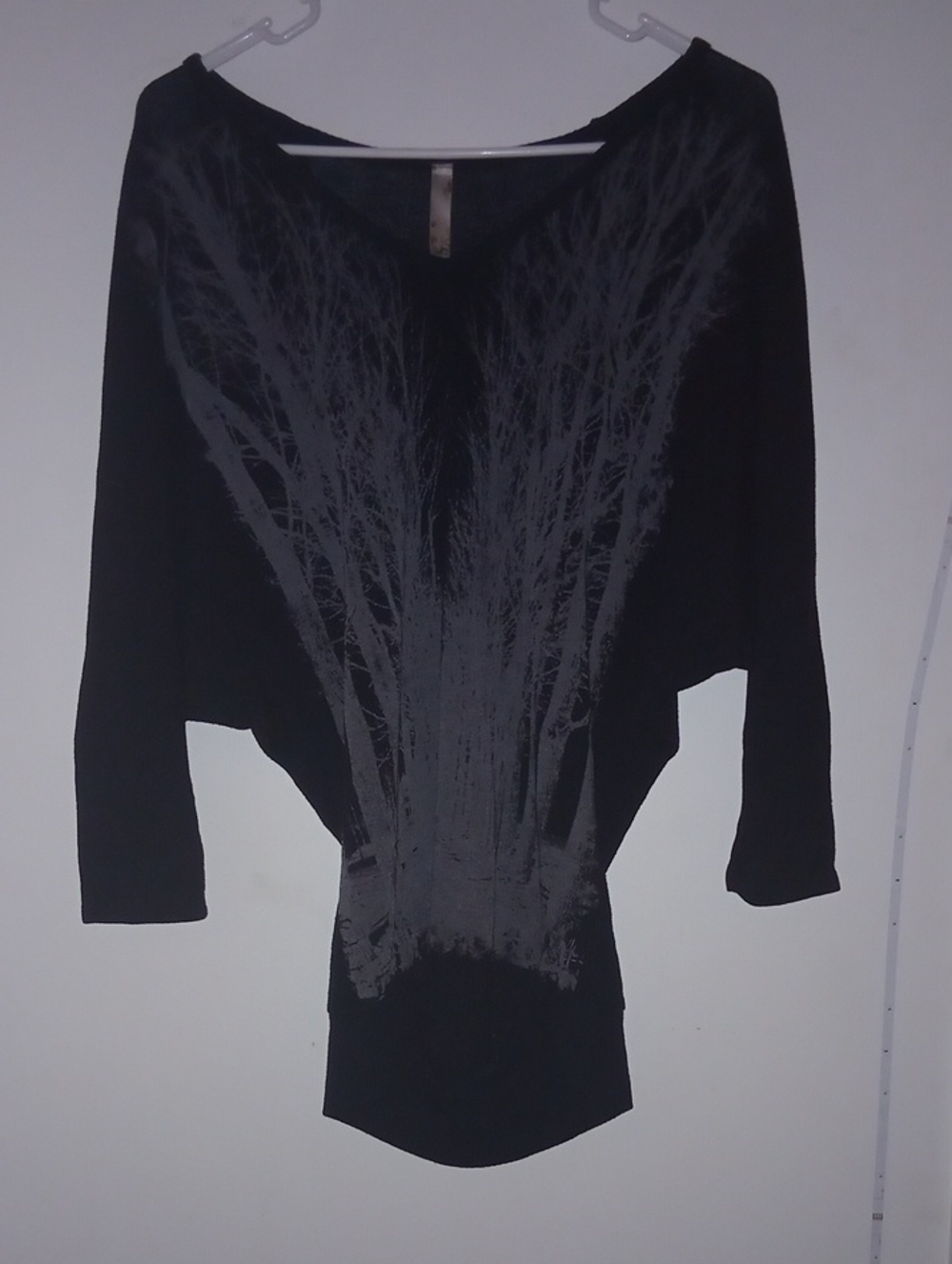 Ya Black Graphic Dolman-Sleeve Women's Sweater Size M